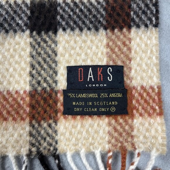 DAKS London Scarf Mens Wool Angora Blend Plaid Made in Scotland - Picture 2 of 3